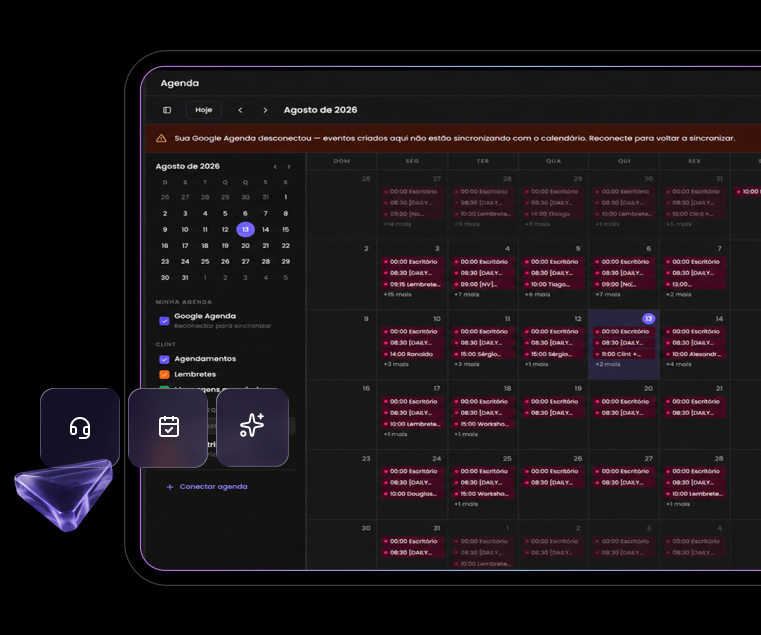 Agenda do CRM sincronizada com Google Agenda