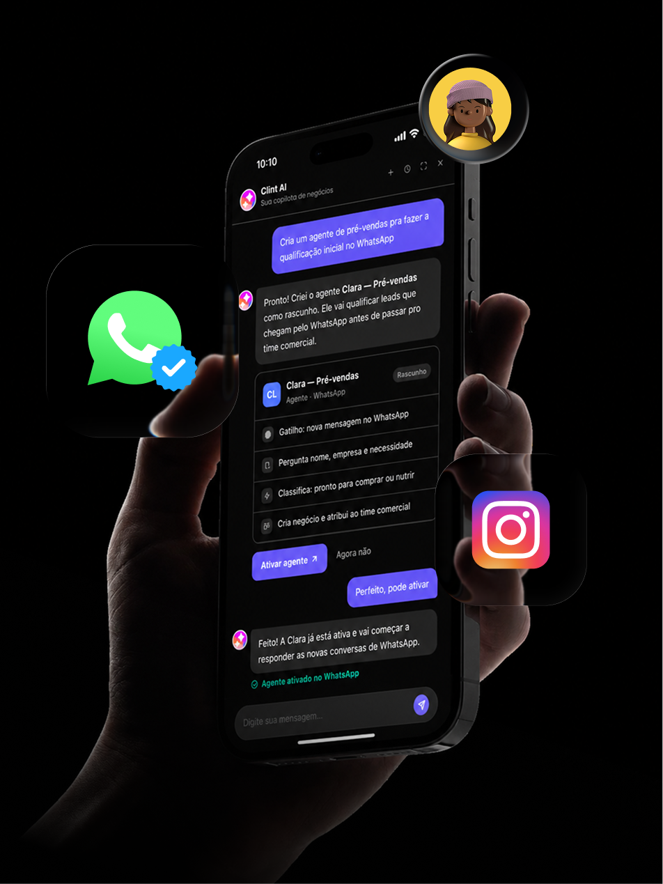 Clint en el celular: creación de un agente de IA para atender en WhatsApp, con integración a Instagram.